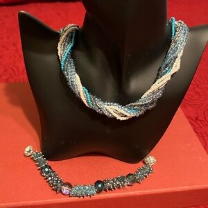 Shimmering multiple strand necklace and bracelet with magnet clasps!  Beautiful!